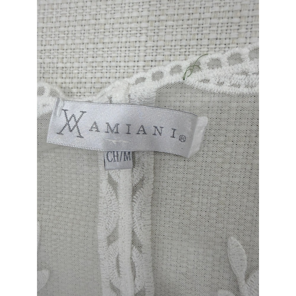 Amiani Lace Cover Up Womens Medium Boho Floral Tassel Trim White Excellent - Picture 4 of 6